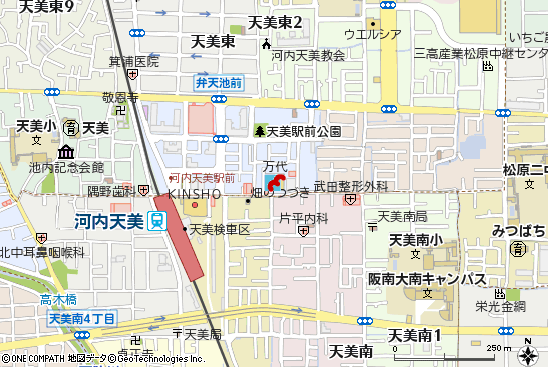 天美店付近の地図